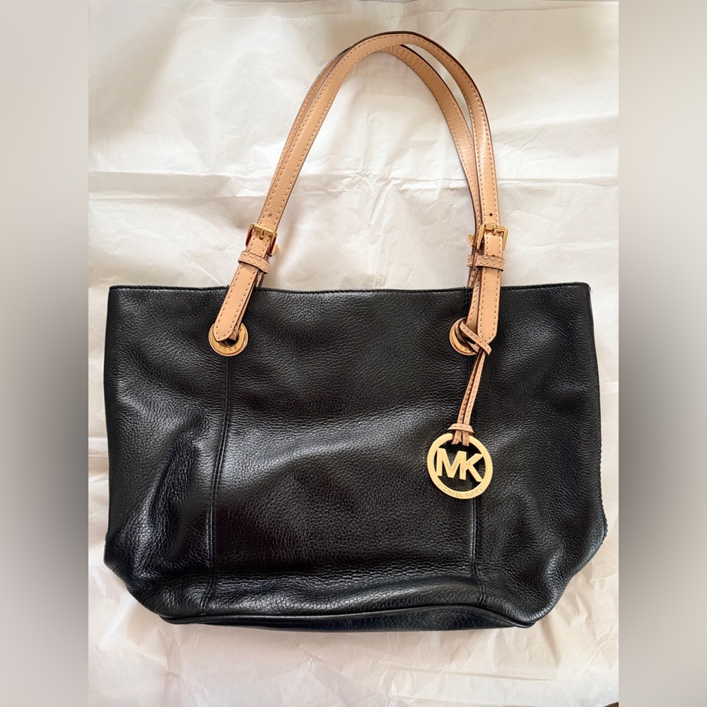 Michael Kors ‘Jet Set’ Vintage Black and Tan Medium Leather Tote